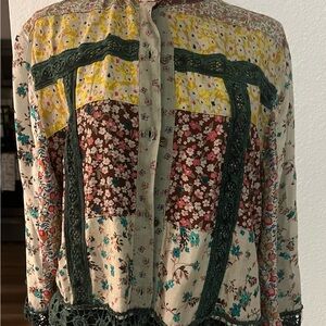 Floral Patchwork Crop Top with Lace Detail